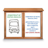 Eco-Design Outdoor Message Center with Magnetic Dry Erase White Board 50x40 Faux Wood Two Door Cabinet