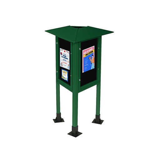 ECO-Design 3-Sided Kiosk 28x42 Outdoor Freestanding Information Message Boards | Faux Wood