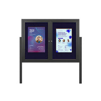 Freestanding 2 Door Outdoor Enclosed Bulletin Board 60x48 with Posts