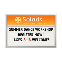 Value Line Outdoor 72x48 Marquee Reader Board with Your Personalized Message Header | Wall Mount Cabinet in 5 Metal Finishes