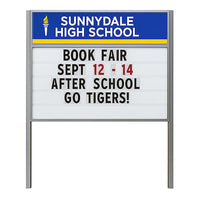 Value Line Outdoor 72 x 48 Marquee Reader Board On Two Posts with Your Personalized Message Header | Single-Sided Metal Cabinet