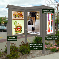 ECO-Design 6-Sided Multi-View Kiosk, Outdoor Free-Standing Information Message Boards