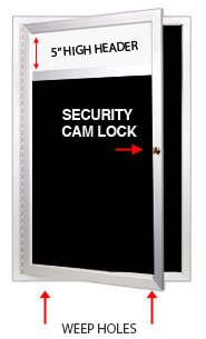 Extra Large Outdoor Dry Erase Marker Board Swing Cases with Header (Black Board)