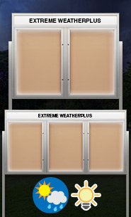 EXTREME WeatherPlus™ Enclosed Outdoor Poster Display Stands with Multiple Locking Doors and LED Lights