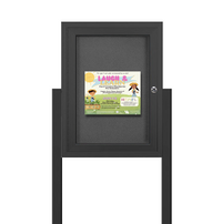 SwingCase 22x28 Outdoor Enclosed Bulletin Board Display Case + Two Posts | Single Door Metal Cabinet