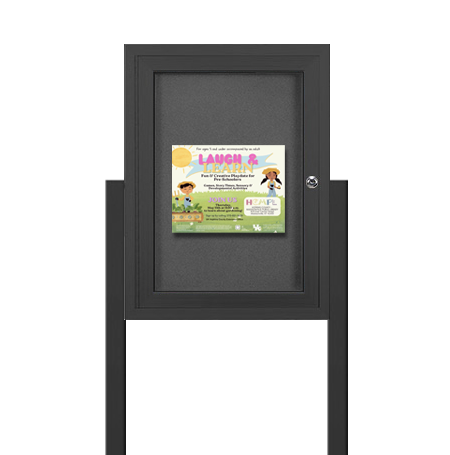 SwingCase 22x28 Outdoor Enclosed Bulletin Board Display Case + Two Posts | Single Door Metal Cabinet
