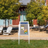 SwingCase Free-Standing 19 x 24 LED Lighted Outdoor Bulletin Board + 2 Posts | Enclosed Metal Cabinet with Personalized Message Header