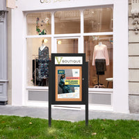 SwingCase Standing 36x36 Lighted Outdoor Bulletin Board Enclosed w Header + Posts (One Door)