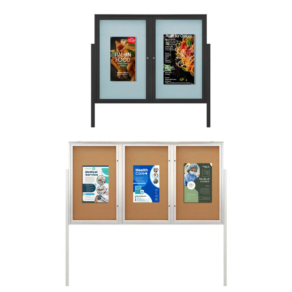 EXTREME WeatherPlus™ Enclosed Outdoor Poster Cases with Posts | Lockable 2 and 3 Door Display Cases in 35+ Sizes
