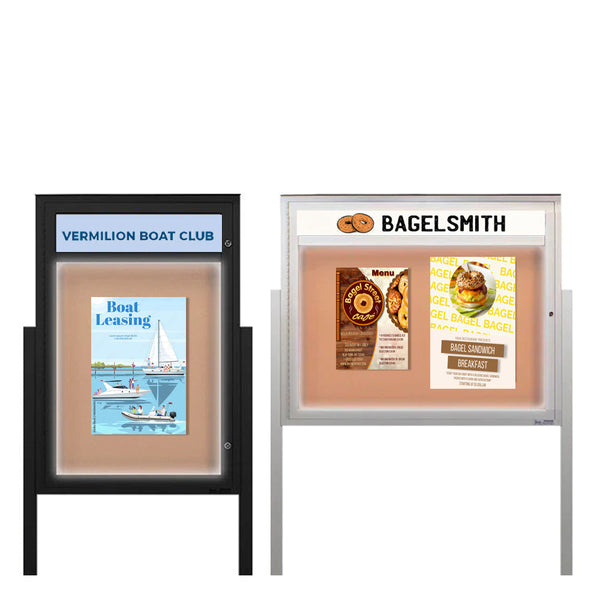 Outdoor Enclosed Poster Case Display Cases with Personalized Message Header and LED Light | Available  in 12+ Sizes