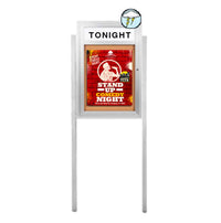 Outdoor Enclosed Poster Swing Cases with Header, Lights and Leg Posts (Single Door)