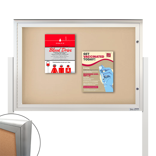 EXTREME WeatherPlus Radius Edge Outdoor Enclosed Poster Case Stand | Shown In Landscape Orientation