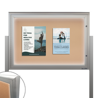 EXTREME WeatherPLUS™ Radius Edge Outdoor Enclosed Poster Case Stands with LED LIGHTS | Shown In Landscape Orientation