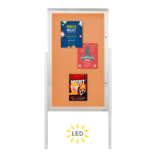 Free-Standing EXTREME WeatherPLUS™ Extra Large Outdoor Enclosed Poster Cases with LED Lights | XL Single Door Display Case in 15+ Sizes