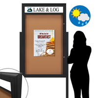 EXTREME WeatherPLUS™ XL Standing Radius Edge Outdoor Enclosed Poster Cases with Personalized Message Header | Single Door 15+ Sizes