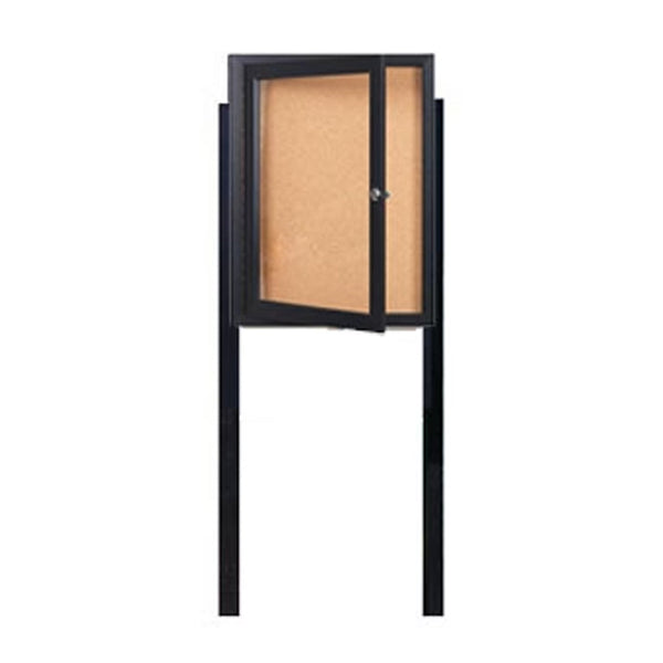 Outdoor Enclosed Poster Display Case with Posts | SwingCase Single Door Metal Cabinet 15 Sizes