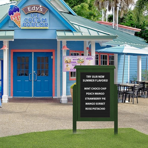 Outdoor Message Center Letter Board 48" x 48" with Posts | TOP Hinged - Single Door Information Board