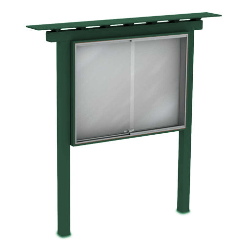 52" x 40" Outdoor Classroom Cabinet White Dry Erase Board | Shown in Woodland Green Finish
