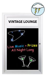 Outdoor Dry Erase Marker Board SwingCases with Message Header | Enclosed Black Board