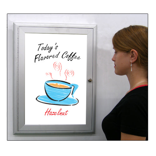 Outdoor Enclosed Dry Erase White Marker Board with Radius Edge SwingCases | Magnetic Porcelain Steel Gloss White Board 12 Sizes