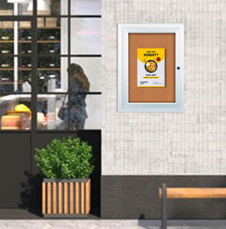 Outdoor Bulletin Board Display Case 36x36 with Wall Mount, Single Door Metal Cabinet in 4 Finishes