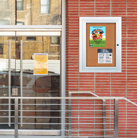 Outdoor Bulletin Board Display Case 36x48 with Wall Mount, Single Door Metal Cabinet in 4 Finishes