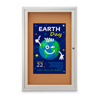 18x24 Outdoor LED Lighted Enclosed Cork Bulletin Boards | Wall, Lockable Single Door Metal Display Cabinet