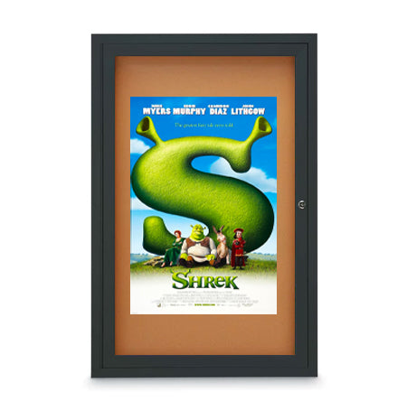 18x24 Outdoor LED Lighted Enclosed Cork Bulletin Boards | Wall, Lockable Single Door Metal Display Cabinet