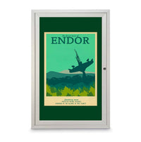 24x36 Outdoor LED Lighted Enclosed Cork Bulletin Board with Single Door All-Weather Aluminum Cabinet