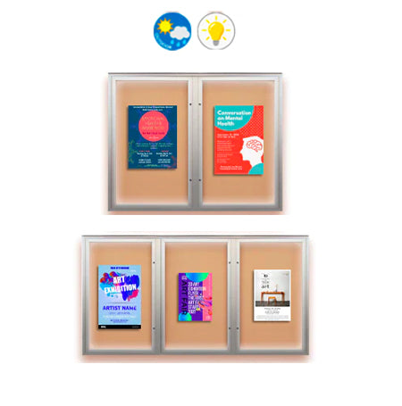 EXTREME WeatherPlus™ Enclosed Outdoor Bulletin Boards | LED Lights Locking 2 and 3-Door Display Cases 35+ Sizes