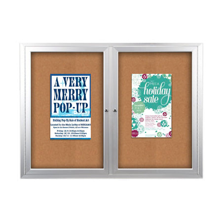 50x50 Enclosed Outdoor Bulletin Board Display Case with Smooth Radius Edges on 2-Door Cabinet