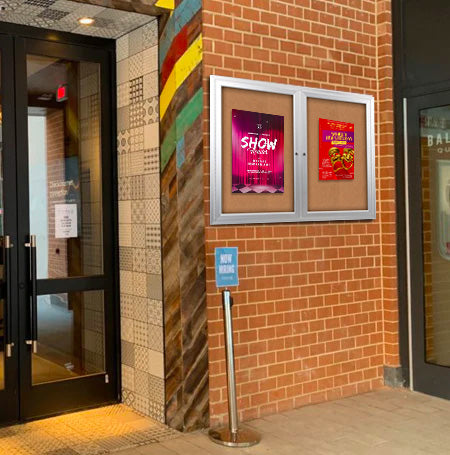 50x50 Enclosed Outdoor Bulletin Board Display Case with Smooth Radius Edges on 2-Door Cabinet