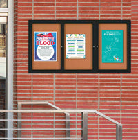 72x36 Enclosed Outdoor Bulletin Boards with Radius Edge (3 DOORS)