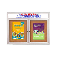 Enclosed Outdoor Bulletin Boards 40 x 40 with Header & Lights (Radius Edge) (2 DOORS)