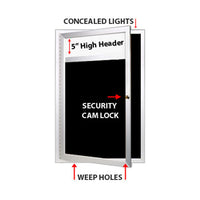 Extra Large Outdoor LED Lighted Enclosed Letter Boards with Message Header with XL Single Locking Door in 15+ Sizes and Custom Sizes