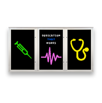 Extreme WeatherPlus™ 2 and 3-Door Outdoor Radius Edge Display Cases with Dry Erase Markerboards and Magnetic Porcelain-on-Steel Black Board Writing Surface in 35+ Sizes