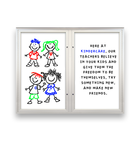 Extreme WeatherPlus™ 2 and 3 Door Outdoor Dry Erase White Boards - Magnetic Porcelain-on-Steel, in 35+ Display Cases Sizes