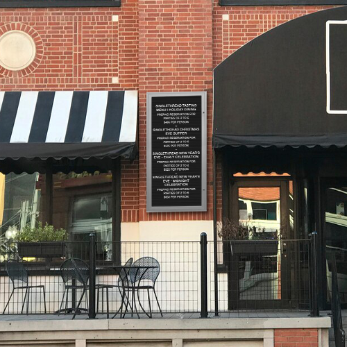 EXTREME WeatherPLUS Extra-Large Radius Edge Outdoor Enclosed Letter Boards | Shown in Satin Silver finish with Black Letterboard Panel