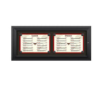 Outdoor Enclosed Magnetic Restaurant Menu Display Case | 17" x 11" Landscape | Holds Two Landscape Menus ACROSS