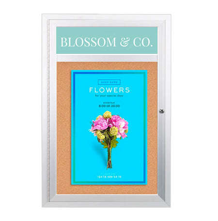 SwingCase 27 x 40 Outdoor Enclosed Poster with Header (Single Door)