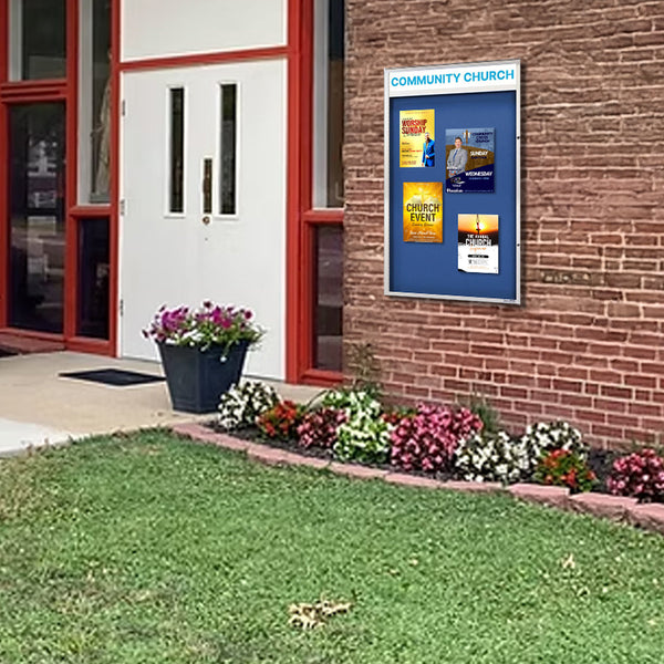 Weather Resistant Extra Large Outdoor Enclosed Poster Cases with Personalized Message Header