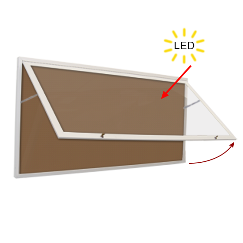 36 x 84 Extra Large Outdoor Enclosed Poster Case with LED Light | Single Door Metal Cabinet + Bulletin Board and  XL Viewable Window Area