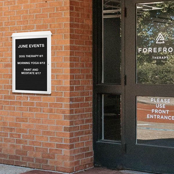 Wall Mount Outdoor Message Center Letter Board 48" x 36" | TOP Hinged - Single Door Information Board