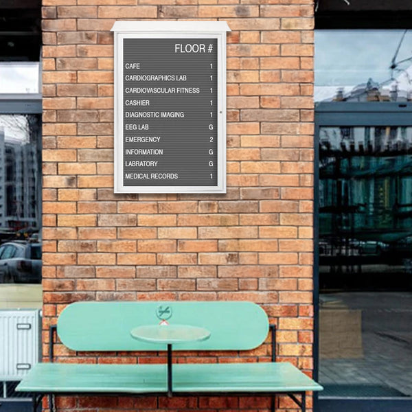 Wall Mount Outdoor Message Center Letter Board 60" x 40" | TOP Hinged - Single Door Information Board