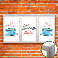 Extreme WeatherPlus Radius Edge White Dry Erase Marker Board | Shown with 3 Doors in Satin Silver Finish