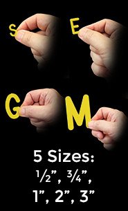 Yellow Helvetica Changeable Plastic Letter Sets | Blue Character Sets for Letter Boards
