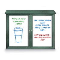 Eco-Design Outdoor Message Center with Magnetic Dry Erase White Board 40x50 Faux Wood Two Door Cabinet