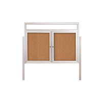 2-DOOR ILLUMINATED HEADER CORKBOARD 40" x 40" RADIUS EDGES WITH MITERED CORNERS (SHOWN IN SATIN SILVER)