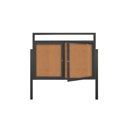 2-DOOR ILLUMINATED HEADER CORKBOARD 50" x 50" RADIUS EDGES WITH MITERED CORNERS (SHOWN IN BLACK)