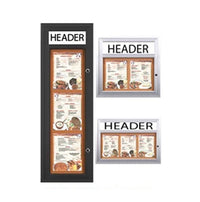 Outdoor Enclosed Menu Cases with Header & Lights for 8 1/2" x 11" Portrait Menu Sizes